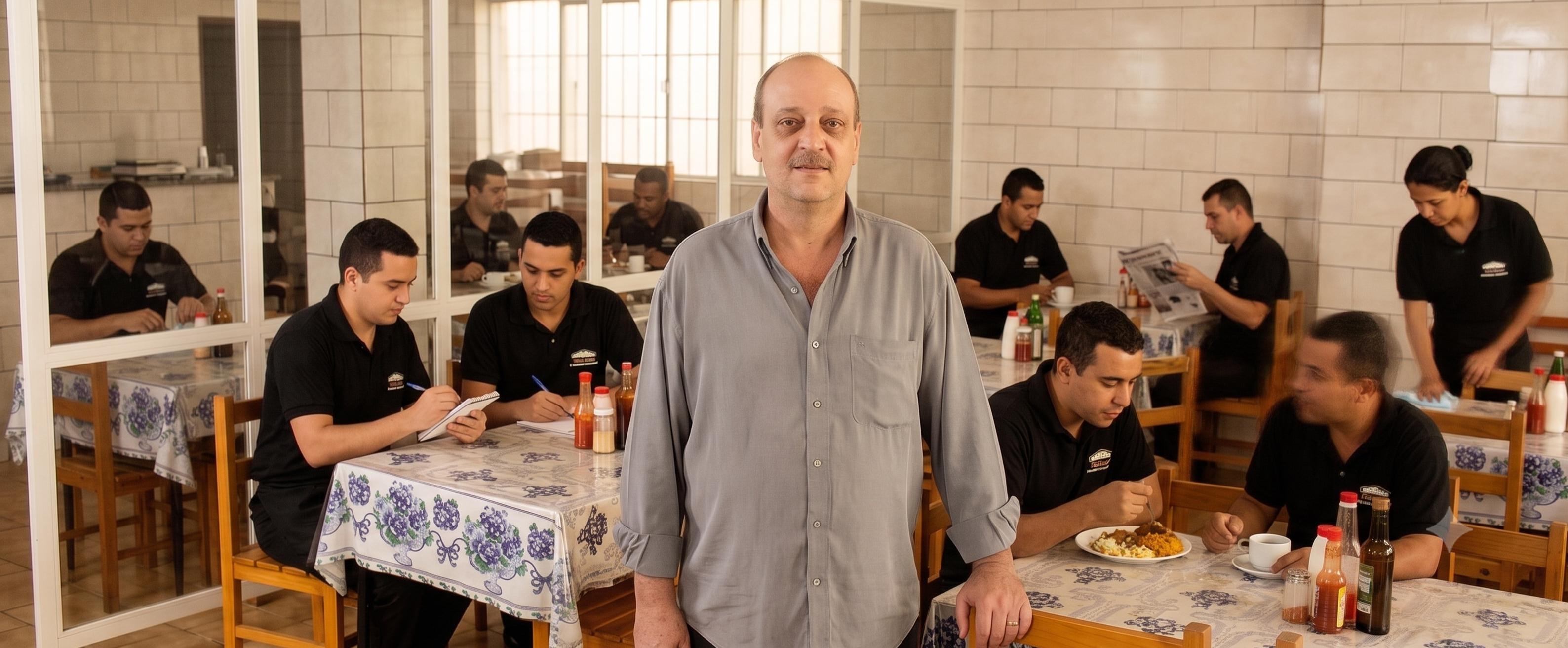José Luis no salão do restaurante